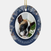カスタムクリスマス ペット フォト ボタニカル セラミックオーナメント (右)