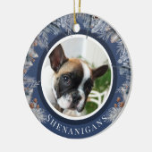 カスタムクリスマス ペット フォト ボタニカル セラミックオーナメント (左)
