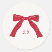 カスタムクリスマス・レッド・ボウズ・ホリデー ラウンドシール (正面)