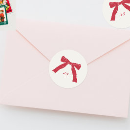 カスタムクリスマス・レッド・ボウズ・ホリデー ラウンドシール