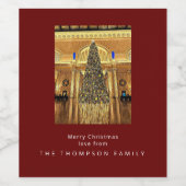 カスタムクリスマス・レッド&金ゴールド ワインラベル (シングルラベル)