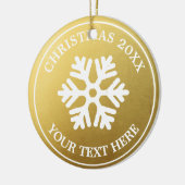 カスタムクリスマス |金ゴールド素朴の雪 セラミックオーナメント (左)
