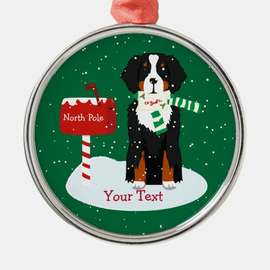 カスタムクリスマスBernese Mt Dog Letter To Santa メタルオーナメント (正面)