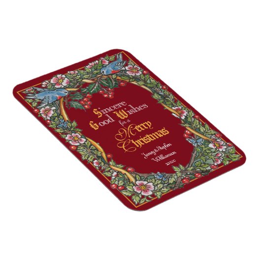 カスタムクリビクトリアンスマスフローラ鳥 マグネット (右側)