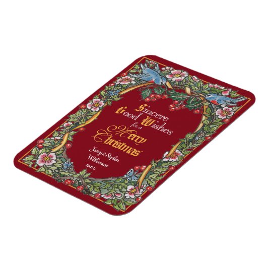 カスタムクリビクトリアンスマスフローラ鳥 マグネット (左側)