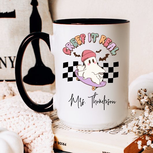 カスタムクリープitスケー実在トボーディング幽霊ハロウィーン コーヒーマグカップ