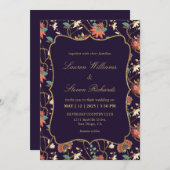 カスタムクリームカラフルフローラ結婚ズ 招待状 (正面/裏面)