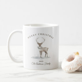 カスタムクリームホワイトトナカイ クリスマスギフト コーヒーマグカップ