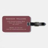 カスタムクリームホワイトレッドマルーンペイズリーパターン ラゲッジタグ (裏面横)