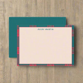 カスタムクリーン名ギンガムパターンクラッシーモノグラム ノートカード