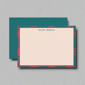 カスタムクリーン名ギンガムパターンクラッシーモノグラム ノートカード