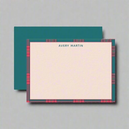 カスタムクリーン名ギンガムパターンクラッシーモノグラム ノートカード