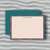 カスタムクリーン名ギンガムパターンクラッシーモノグラム ノートカード