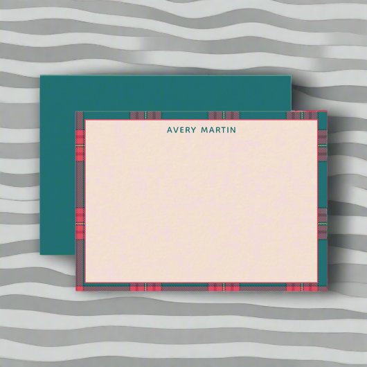 カスタムクリーン名ギンガムパターンクラッシーモノグラム ノートカード