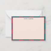 カスタムクリーン名ギンガムパターンクラッシーモノグラム ノートカード (正面)