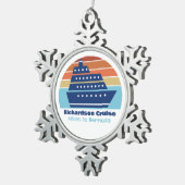 カスタムクルーズシップサンセットファミリーバケーション スノーフレークピューターオーナメント (右)