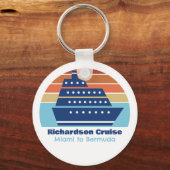 カスタムクルーズシップ家族旅行サンセットキープサケ キーホルダー (正面)