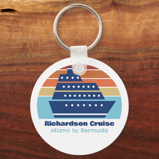 カスタムクルーズシップ家族旅行サンセットキープサケ キーホルダー (正面)