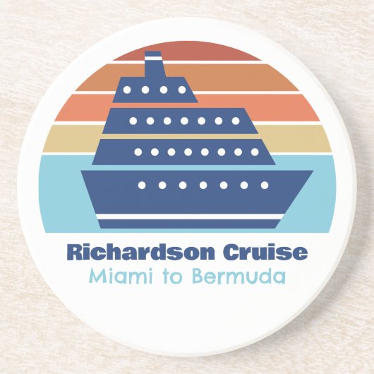 カスタムクルーズシップ家族旅行サンセットキープサケ コースター (正面)