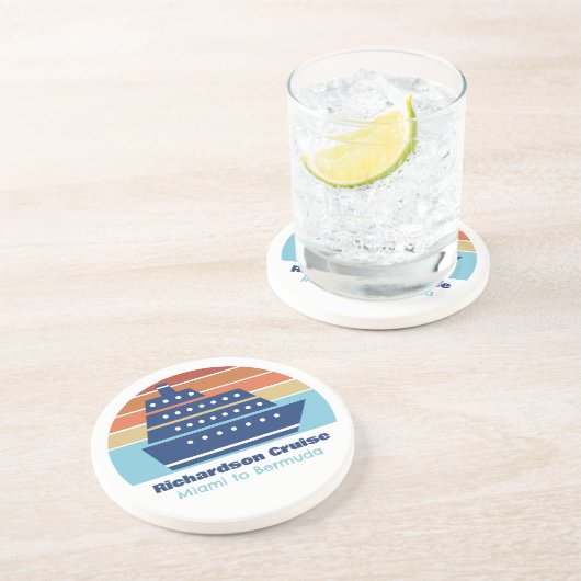 カスタムクルーズシップ家族旅行サンセットキープサケ コースター (側面)