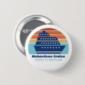 カスタムクルーズシップ家族旅行サンセットキープサケ 缶バッジ (正面&裏面)