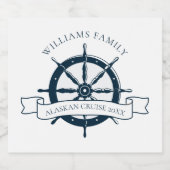 カスタムクルーズ船ヴィンテージネイビー航海のホイール スパークリングワインラベル (シングルラベル)