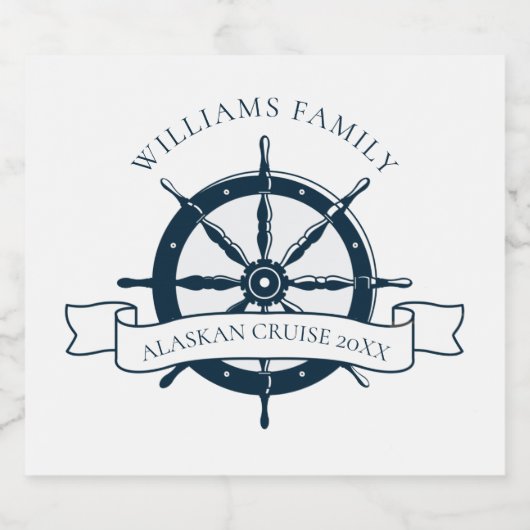 カスタムクルーズ船ヴィンテージネイビー航海のホイール スパークリングワインラベル (シングルラベル)