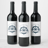 カスタムクルーズ船ヴィンテージネイビー航海のホイール ワインラベル (ボトル)