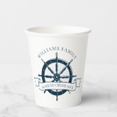 カスタムクルーズ船ヴィンテージ航海のホイール 紙コップ (正面)