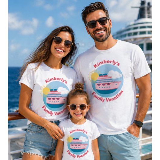 カスタムクルーズ船家族旅行デザイン Tシャツ
