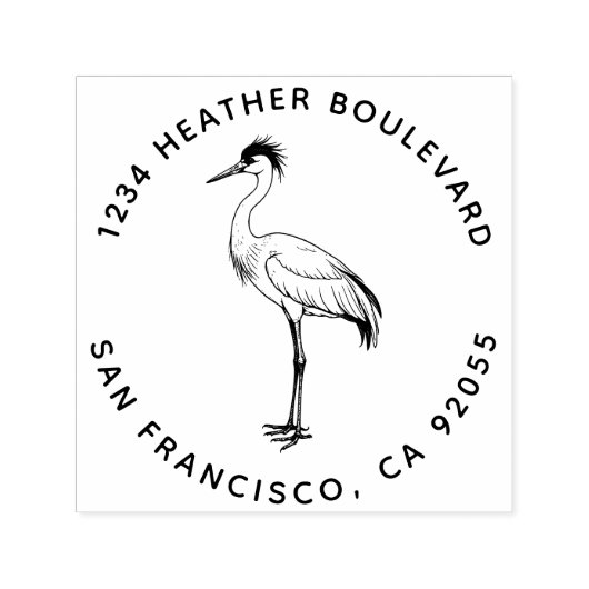 カスタムクレーン鳥差出人住所ファミリ名 セルフインキングスタンプ (デザイン)