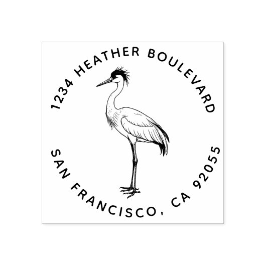 カスタムクレーン鳥差出人住所ファミリ名 ラバースタンプ (インプリント)