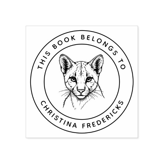 カスタムクーガー猫この本は子どもの名前だ ラバースタンプ (インプリント)