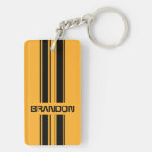 カスタムクールイエローブラックオートレーススポーツストライプ キーホルダー (裏面)