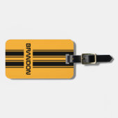 カスタムクールイエローブラックオートレーススポーツストライプ ラゲッジタグ (正面横)