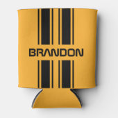 カスタムクールイエローブラックオートレーススポーツストライプ 缶クーラー (正面)