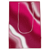 カスタムクールカラフルキャンディケインレッドハッピーホリデー ミディアムペーパーバッグ (裏面)