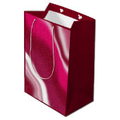 カスタムクールカラフルキャンディケインレッドハッピーホリデー ミディアムペーパーバッグ (裏面アングル)