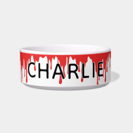 カスタムクール不気味血が流れるハロウィーン猫 ボウル