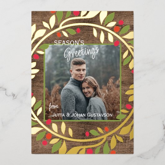 カスタムグクラシックリーホリーレッドベリー金ゴールド 箔シーズンカード (正面)