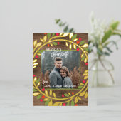 カスタムグクラシックリーンホリー赤い果実の葉 箔シーズンポストカード (立ち正面)