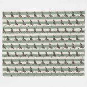 カスタムグストライプリーンDachshundペット名 フリースブランケット (正面(横))