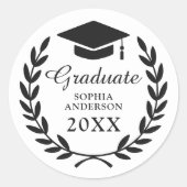 カスタムグラッドキャップ&ローレルリース卒業エンブレム ラウンドシール (正面)