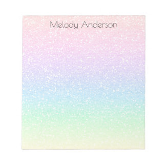 カスタムグラディエント虹色グリッターガーリーメモ帳 ノートパッド