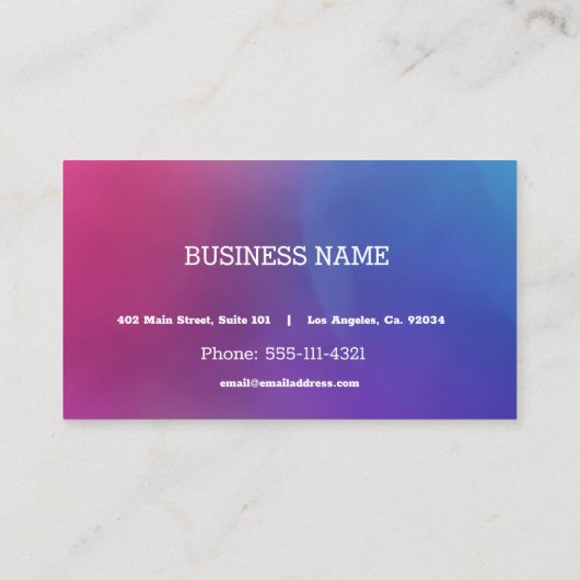 カスタムグラデーションのピンクと青 名刺 (裏面)