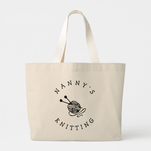 カスタムグラニーパーソナライズされた編み物バッグ ラージトートバッグ (裏面)