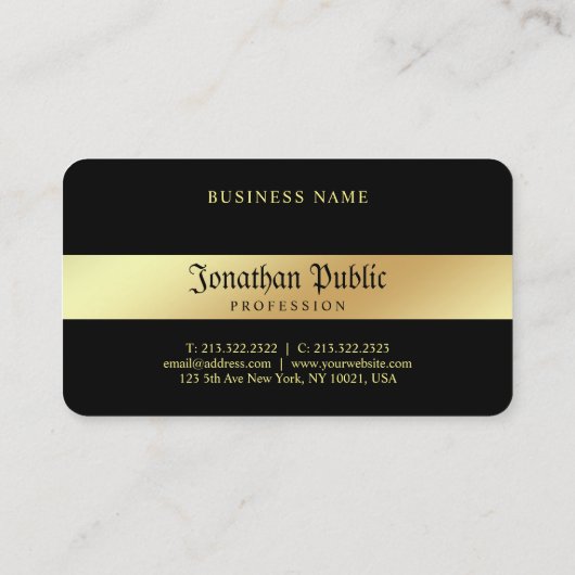 カスタムグラモールブラック&金ゴールドエレガントテンプレート 名刺 (裏面)