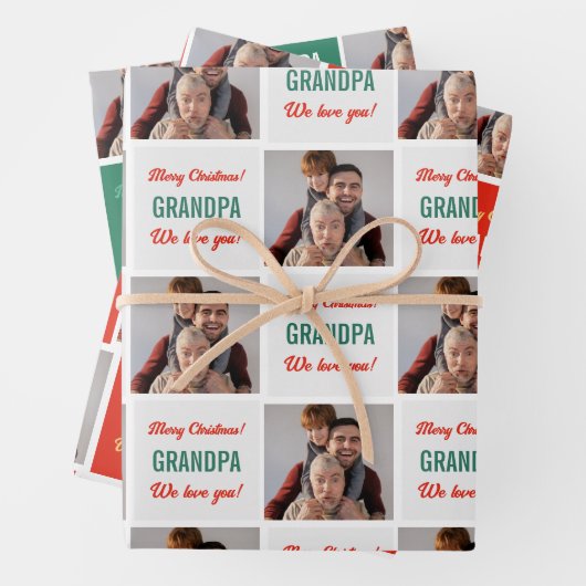 カスタムグランドパフォトおもしろい写真メリークリスマス ラッピングペーパーシート (インサイチュ)