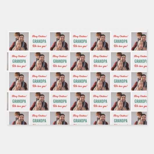 カスタムグランドパフォトおもしろい写真メリークリスマス ラッピングペーパーシート (正面)