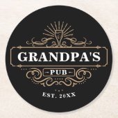 カスタムグランパズパブホームバー年設立 ラウンドペーパーコースター (正面)